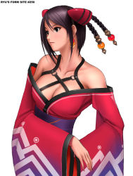 Rule 34 | 1girl, breasts, cleavage, japanese clothes, kimono, large breasts, ryu (ryu&#039;s form site), short hair, solo