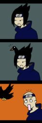Rule 34 | 1boy, 3koma, artist request, bird, black hair, comic, crow, long image, naruto, naruto (series), parody, tall image, truth, uchiha sasuke, what