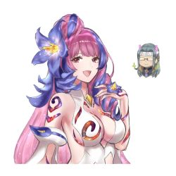 Rule 34 | 10s, breasts, check commentary, commentary request, large breasts, lisa, macross, macross delta, mikumo guynemer, multicolored hair, purple hair, red eyes, roid brehm, two-tone hair