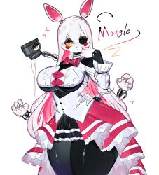 Rule 34 | bow, bowtie, bracelet, breasts, choker, claws, five nights at freddy&#039;s, five nights at freddy&#039;s 2, furry, furry female, highres, jewelry, large breasts, long hair, mangle, multicolored hair, pink hair, robot, spiked bracelet, spikes, thick thighs, thighs, togetoge, two heads, underboob, white hair, wide hips, yellow eyes