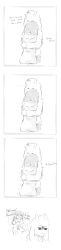 Rule 34 | ..., 1boy, 4koma, aged up, alternate universe, androgynous, asriel dreemurr, bad id, bad tumblr id, caribun, comic, couple, english text, frisk (undertale), furry, greyscale, hand on own stomach, highres, hood, hoodie, horns, hug, jitome, laughing, long image, monochrome, monster boy, shaded face, shirt, simple background, spoilers, standing, striped clothes, striped shirt, tall image, undertale, white background