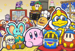 Rule 34 | animal ears, apron, artist request, backwards hat, bandana waddle dee, baseball cap, beanie, bun (kirby), camera, character doll, chef hat, chinese zodiac, clawroline, colored skin, customer service (kirby), egg, elfilin, escargon, food, fumu (kirby), gorimondo, hat, headphones, highres, king dedede, kirby, kirby&#039;s dream buffet, kirby: right back at ya, kirby (series), kirby and the forgotten land, kotatsu, magolor, meta knight, new year, nintendo, no humans, official art, open mouth, paintbrush, pillow, pink skin, rabbit ears, sillydillo, sitting, smile, solid oval eyes, star (symbol), susie (kirby), table, taranza, television, under kotatsu, under table, waddle dee, waddle doo, window, year of the rabbit