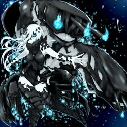 Rule 34 | 10s, 1girl, abyssal ship, azure luna, black dress, blue eyes, boots, dress, eyepatch, hair over one eye, kantai collection, long hair, ne-class heavy cruiser, pale skin, short dress, solo, tentacles, thigh boots, thighhighs, torn clothes, white hair