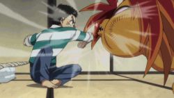 Rule 34 | 1990s (style), 1boy, animated, animated gif, black hair, fighting, lowres, monster, punching, ushio to tora