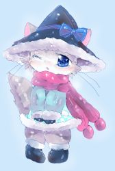Rule 34 | 1girl, artist request, blue eyes, cat, cat busters, furry, furry female, hat, mafumofu (cat busters), one eye closed, solo