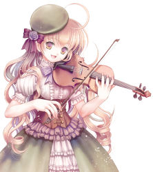 Rule 34 | 1girl, blonde hair, dress, instrument, long hair, original, plastic moon, ribbon, solo, violin