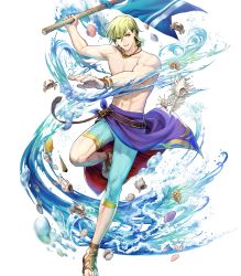 Rule 34 | 1boy, asatani tomoyo, fire emblem, fire emblem: the sacred stones, fire emblem heroes, flag, full body, green eyes, green hair, highres, innes (fire emblem), male focus, nintendo, official art, short hair, simple background, smile, solo, swimsuit, transparent background