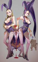 Rule 34 | 1girl, ?, angry, animal ears, blonde hair, blood, breasts, choker, cleavage, crossover, dragon ball, dragon quest, dragon quest xi, earrings, eyes visible through hair, fake animal ears, fishnet pantyhose, fishnets, grin, high heels, highres, jewelry, legs, leotard, long hair, martina (dq11), medium breasts, moruga, muten roushi, nervous, nosebleed, old, old man, pantyhose, pervert, playboy bunny, ponytail, purple eyes, purple hair, rabbit ears, row (dq11), senya (dq11), smile, square enix, sunglasses, thighs