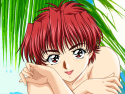 Rule 34 | 1girl, doushin, komiya haruto, looking at viewer, red eyes, red hair, short hair, smile, solo, suruga maki