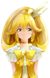 Rule 34 | 10s, 1girl, blonde hair, bow, choker, cure peace, dress, hair flaps, highres, jewelry, kise yayoi, long hair, looking at viewer, minamito, ponytail, precure, ribbon, skirt, smile, smile precure!, solo, tiara, yellow bow, yellow dress, yellow eyes, yellow skirt, yellow theme