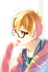 Rule 34 | 10s, 1boy, blonde hair, free!, glasses, hazuki nagisa, highres, male focus, pink eyes