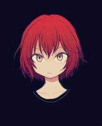 Rule 34 | 1girl, black background, brown eyes, close-up, collarbone, commentary, expressionless, highres, idolmaster, idolmaster cinderella girls, looking at viewer, murakami tomoe, naname (fossama1), no nose, portrait, red hair, short hair, simple background, solo, upper body