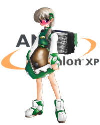 Rule 34 | 1girl, amd, athlon, athlon-tan, blush, full body, hair over shoulder, looking at viewer, mecha musume, os-tan, ponytail, simple background, socks, solo, standing, tagme, white background, white sleeves, white socks