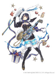 Rule 34 | 1girl, absurdres, alice (sinoalice), animal ears, black gloves, blue hair, boots, bow, bow (music), bowtie, christmas, christmas present, corset, dark blue hair, fake animal ears, flower, full body, fur trim, gift, gingerbread man, gloves, highres, hood, hood up, instrument, ji no, looking at viewer, official art, pocket watch, puffy sleeves, red eyes, rose, short hair, sinoalice, solo, square enix, tattoo, thigh boots, thighhighs, violin, watch, white background, white flower, white rose