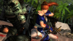 Rule 34 | 1girl, 3d, arm guards, blood, breasts, highres, japanese clothes, kasumi (doa), large breasts, long hair, ninja gaiden, ninja gaiden 3: razor&#039;s edge, panties, ponytail, sword, thighhighs, underwear, weapon, white thighhighs