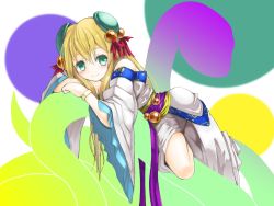Rule 34 | 1girl, blonde hair, chinese clothes, green eyes, hair ornament, meimei (p&amp;d), okeriba, puzzle &amp; dragons, smile, snake, solo, turtle shell