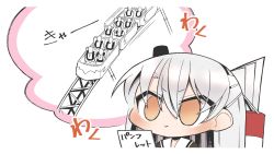 Rule 34 | &gt;:), 1girl, 6+others, :&gt;, amatsukaze (kancolle), ataru (ataru-littlebird), blush, brown dress, brown eyes, chibi, closed mouth, commentary request, dress, hair between eyes, hair tubes, hat, highres, kantai collection, long hair, mini hat, multiple others, no nose, portrait, sailor collar, short eyebrows, silver hair, solo focus, striped, thinking, thought bubble, translation request, two side up, v-shaped eyebrows