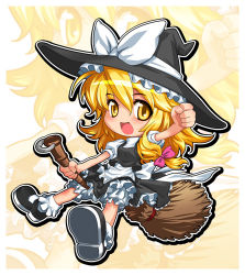 Rule 34 | 1girl, bad id, bad pixiv id, blonde hair, broom, broom riding, chibi, female focus, full body, hat, hong (white spider), kirisame marisa, lowres, short hair, solo, touhou, witch, witch hat, yellow eyes