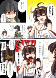 Rule 34 | 10s, ^ ^, ahoge, arare (kancolle), bad id, bad pixiv id, bare shoulders, black eyes, black hair, blood, blunt bangs, braid, brown hair, closed eyes, comic, cup, detached sleeves, hairband, japanese clothes, kantai collection, kitakami (kancolle), kongou (kancolle), long sleeves, ooshio (kancolle), personification, tea, teacup, wide sleeves, zetsumame