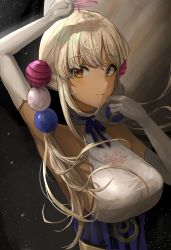 Rule 34 | 1girl, absurdres, belt, blonde hair, blush, breasts, chan1moon, choker, closed mouth, crab, dark-skinned female, dark skin, dress, earrings, elbow gloves, gloves, hair ornament, highres, hololive, hololive english, jewelry, long hair, looking at viewer, low twintails, planet hair ornament, sleeveless, sleeveless dress, smile, smirk, solo, tsukumo sana, tsukumo sana (1st costume), twintails, very long hair, virtual youtuber, white gloves