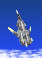 Rule 34 | ace combat, ace combat 04, aircraft, airplane, akagi souryuu, alternate universe, canards, cloud, day, fighter jet, flying, highres, jet, military, military vehicle, no humans, sky, vehicle focus, x-02 wyvern, yellow squadron