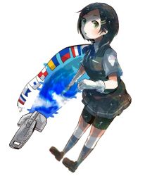 Rule 34 | 10s, 1girl, flags of all nations, highres, itomugi-kun, kantai collection, kuroshio (kancolle), looking at viewer, md5 mismatch, resized, solo, water, white background, zipper