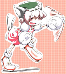 Rule 34 | 1girl, animal ears, bad id, bad pixiv id, cat ears, cat girl, cat tail, chen, chibi, female focus, futaba suetsuki, gloves, knuckles the echidna, multiple tails, sketch, solo, sonic (series), spiked gloves, spikes, tail, touhou
