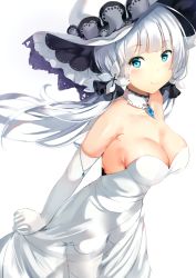 Rule 34 | 1girl, arched back, armpit peek, arms behind back, azur lane, bad id, bad pixiv id, bare shoulders, blue eyes, blue gemstone, blush, breasts, cleavage, collarbone, commentary request, cowboy shot, cross hair ornament, detached collar, dress, elbow gloves, flower, gem, gloves, hair flower, hair ornament, hat, highres, illustrious (azur lane), jewelry, lace, lace-trimmed dress, lace-trimmed hat, lace trim, layered dress, light blush, looking at viewer, mole, mole under eye, pendant, ponyaru, ponytail, revision, see-through, simple background, skirt hold, smile, solo, standing, strapless, strapless dress, sun hat, white background, white dress, white gloves, white hair, white hat