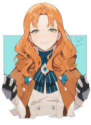 Rule 34 | 1girl, absurdres, annette fantine dominic, byleth (fire emblem), byleth (male) (fire emblem), character name, fire emblem, fire emblem: three houses, green eyes, highres, holding hands, long hair, nahonanaho, nintendo, open mouth, orange hair, simple background, solo, solo focus, upper body