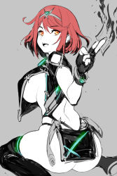 Rule 34 | 1girl, alternate costume, boots, breasts, china dress, chinese clothes, dress, fingerless gloves, gloves, highres, large breasts, pyra (xenoblade), red hair, revealing clothes, robot cat (robotcatart), short hair, swept bangs, thigh boots, thighhighs, tiara, xenoblade chronicles (series), xenoblade chronicles 2