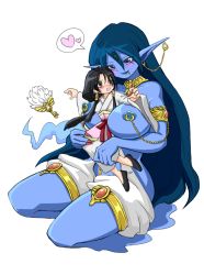Rule 34 | 2girls, artist request, bad id, bad pixiv id, blue hair, blue skin, breasts, chain, chinese clothes, colored skin, fingernails, genie, giant, giantess, hanfu, huge breasts, jewelry, linked piercing, linked piercings, lip piercing, long fingernails, long hair, lots of jewelry, magi the labyrinth of magic, multiple girls, nipple chain, nipple piercing, nipples, paimon (magi), piercing, pointy ears, ren hakuei, sharp fingernails, size difference, very long fingernails, yuri
