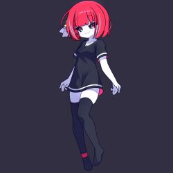 Rule 34 | 1girl, closed mouth, cross (vgne4542), full body, highres, jelly hoshiumi, phase connect, red eyes, red hair, short hair, simple background, smile, solo