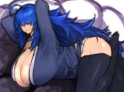Rule 34 | 1girl, blue hair, breasts, gen&#039;en (sioherashi), huge breasts, solo