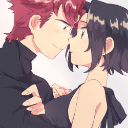 Rule 34 | 1boy, 1girl, assf krsya, baccano!, bad id, bad pixiv id, black hair, chane laforet, claire stanfield, couple, eye contact, hetero, long hair, looking at another, red eyes, red hair, short hair, yellow eyes
