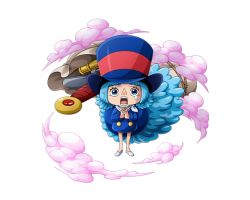 Rule 34 | 1girl, blue eyes, blue hair, bodskih, crying, full body, hat, low twintails, official art, one piece, one piece treasure cruise, open mouth, scarf, solo, sword, teeth, transparent background, twintails, weapon, wicca