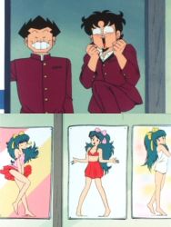 Rule 34 | 1980s (style), 2boys, bow, cameo, green hair, hair bow, high school! kimengumi, miu (lolita anime), multiple boys, oldschool, ponytail, screencap