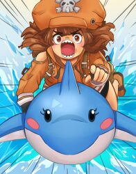 Rule 34 | absurdres, bag, dolphin, drawing, guilty gear, guilty gear strive, highres, may (guilty gear), mr. dolphin (guilty gear), pirate, shadowcero, water
