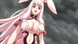 Rule 34 | 1girl, animal ears, animated, animated gif, breast expansion, breasts, covering privates, covering breasts, female focus, large breasts, long hair, melona (queen&#039;s blade), melona (queen's blade), monster girl, navel, pink hair, protean assassin melona, queen&#039;s blade, rabbit ears, screencap, solo, very long hair