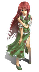Rule 34 | 1girl, akino komichi, blood, blood stain, female focus, hong meiling, immaterial and missing power, injury, long hair, solo, touhou, very long hair, wince