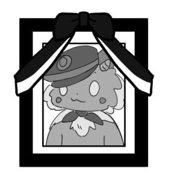 Rule 34 | 0 0, :3, animal ears, black ribbon, blank eyes, blush stickers, boke-chan, closed mouth, furry, furry male, greyscale, hat, horns, iei, japan railways, monochrome, nagamo (nagano station), peaked cap, photo (object), picture frame, ribbon, simple background, sketch, tilted headwear, transparent background, upper body