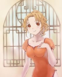 Rule 34 | 1girl, alternate costume, arc the lad, arc the lad iii, breasts, brown eyes, brown hair, china dress, chinese clothes, commentary request, dress, looking at viewer, marsia (arc the lad), red dress, short hair, smile, solo, surume (surume 8738)