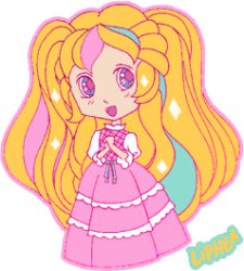 Rule 34 | 1980s (style), 1girl, blonde hair, chibi, lady lovely, lady lovely locks, lady lovely locks (character), long hair, lowres, old, retro artstyle, pastels, pink theme, retro artstyle, solo