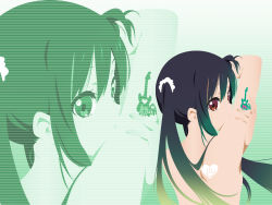 Rule 34 | 1girl, back, from behind, highres, k-on!, nakano azusa, over shoulder, scanlines, solo, tattoo, wallpaper, zoom layer