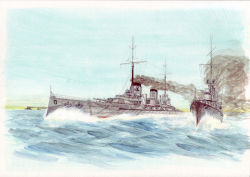 Rule 34 | hyoubyou, military, military vehicle, original, ship, smoke, warship, water, world war i