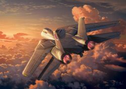 Rule 34 | afterburner, aircraft, airplane, canopy (aircraft), cloud, evening, f-14 tomcat, fighter jet, highres, isaf, jet, mac naut, military vehicle, scenery, sky, top gun, twilight