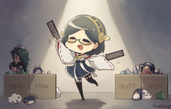 Rule 34 | 10s, 4girls, :d, = =, abacus, bare shoulders, black hair, boots, box, bucket, cape, cardboard box, detached sleeves, diving mask, diving mask on head, failure penguin, glasses, goggles, goggles on head, green-framed eyewear, green hair, hairband, harunagi, hat, headgear, japanese clothes, kantai collection, kirishima (kancolle), kiso (kancolle), maru-yu (kancolle), miss cloud, multiple girls, nontraditional miko, open mouth, remodel (kantai collection), ribbon-trimmed sleeves, ribbon trim, sailor hat, school uniform, serafuku, short hair, short sleeves, skirt, smile, tears, thigh boots, thighhighs, wide sleeves, | |