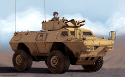 Rule 34 | 1girl, armored personnel carrier, armored vehicle, artist name, beret, commentary, dated, dead-robot, english commentary, grey hat, hat, m1117, military, military uniform, military vehicle, mixed-language commentary, original, radio antenna, soldier, solo, turret, twitter username, uniform, vehicle focus, watermark