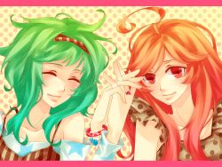 Rule 34 | 2girls, ahoge, bad id, bad pixiv id, closed eyes, gumi, holding hands, headband, jewelry, multiple girls, natsuki0910, ring, sf-a2 miki, smile, vocaloid
