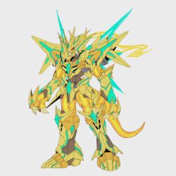 Rule 34 | 1boy, armor, digimon, digimon (creature), magnamon, magnamon x-antibody, magnamon x-antibody gold digizoid mode, male focus, muscular, muscular male, official art, red eyes, solo, tail