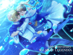 Rule 34 | 1boy, 1girl, blonde hair, blue eyes, couple, dancing, dress, closed eyes, fenimore, fenimore xelhes, forehead-to-forehead, heads together, hetero, long hair, mochi (tukimo), smile, tales of (series), tales of legendia, twintails, walter (tales), walter delques